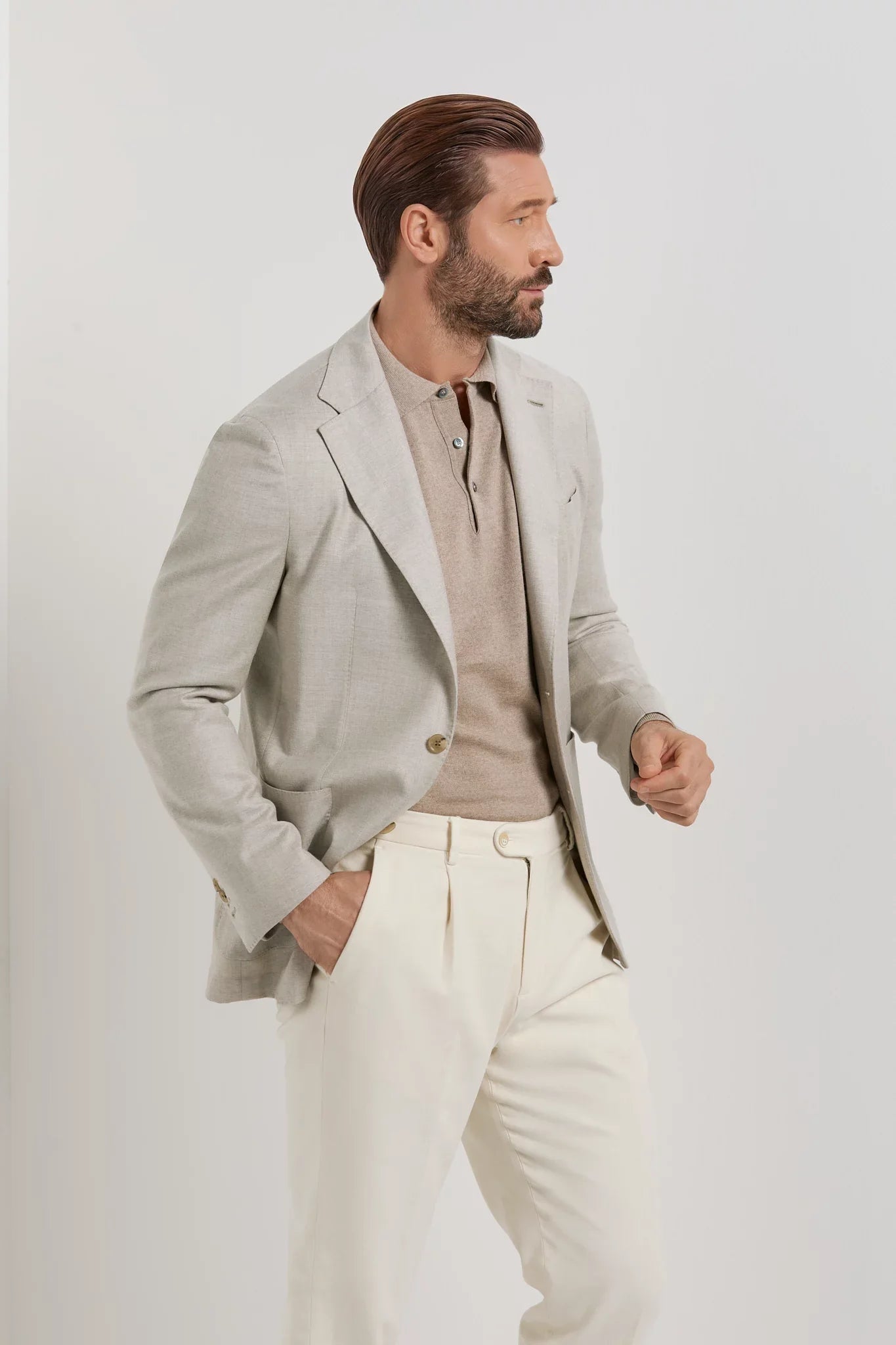 Chaqueta Beige Nuvola - Fabricada en Italia